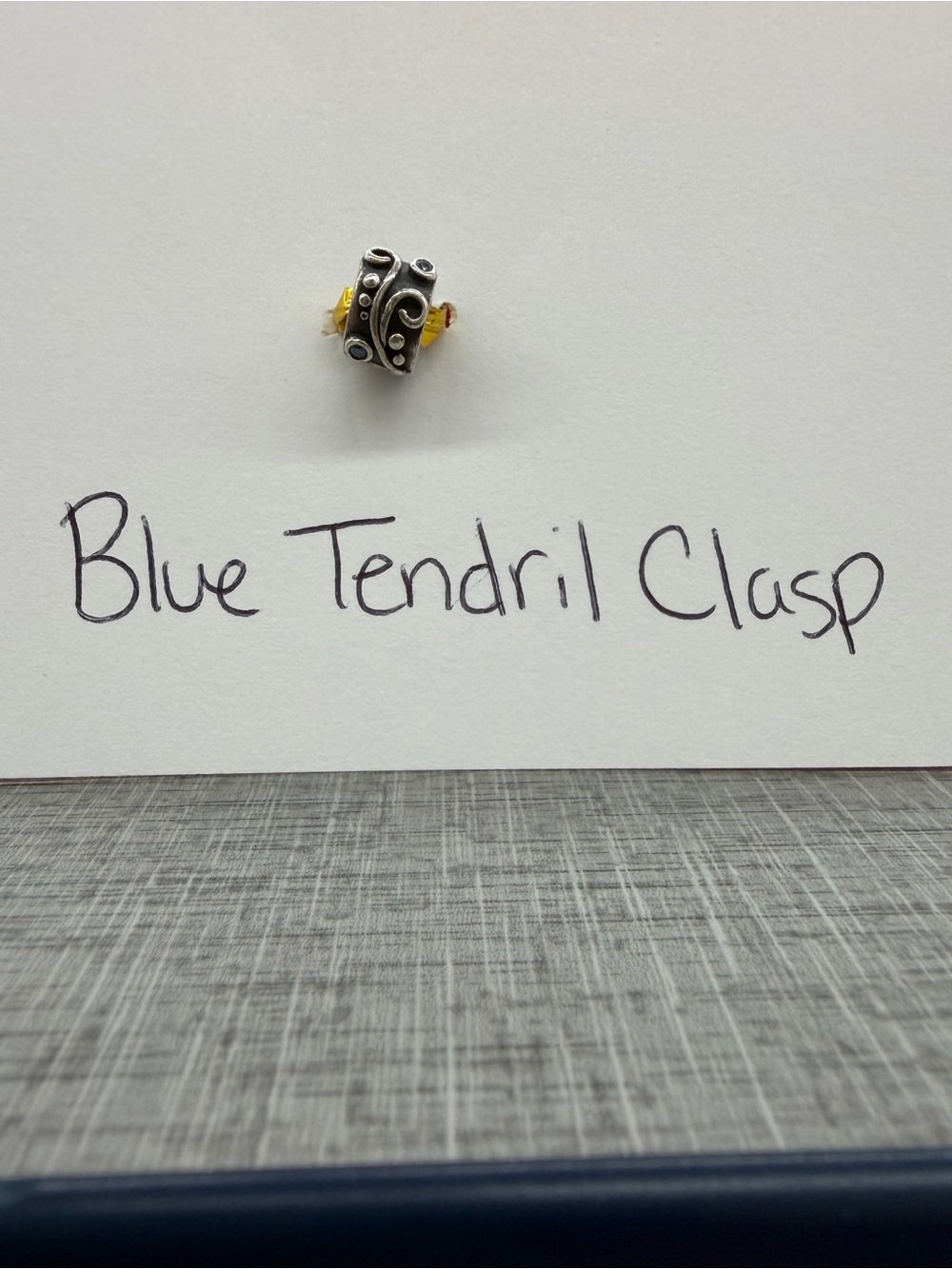Pandora Retired Tendril Blue CZ Clip Charm 790380CZB Sterling Silver